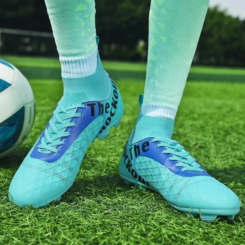 Men's Soccer Cleats with Non-Slip Spikes High-Tops Ankle-Cuff Indoor Outdoor Firm Ground Turf Athletic Baseball Football Shoes