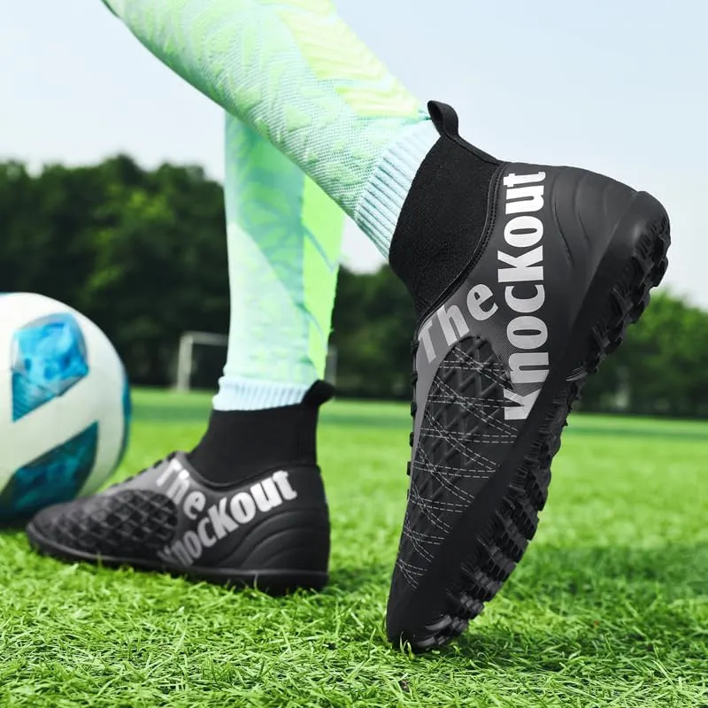 Men's Soccer Cleats with Non-Slip Spikes High-Tops Ankle-Cuff Indoor Outdoor Firm Ground Turf Athletic Baseball Football Shoes