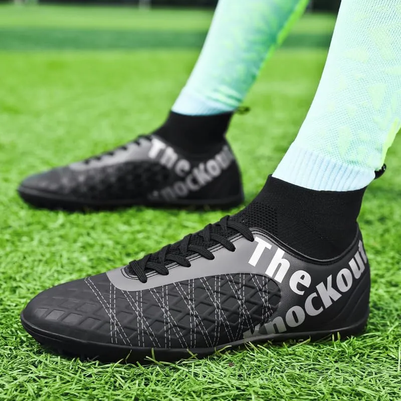 Men's Soccer Cleats with Non-Slip Spikes High-Tops Ankle-Cuff Indoor Outdoor Firm Ground Turf Athletic Baseball Football Shoes