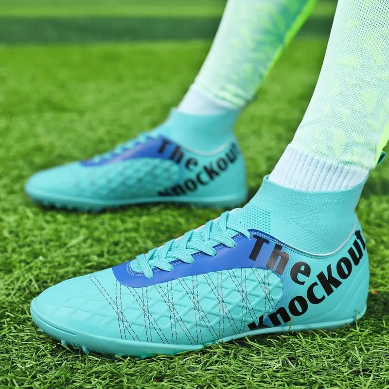 Men's Soccer Cleats with Non-Slip Spikes High-Tops Ankle-Cuff Indoor Outdoor Firm Ground Turf Athletic Baseball Football Shoes