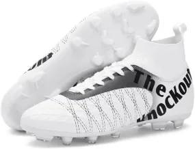Men's Soccer Cleats with Non-Slip Spikes High-Tops Ankle-Cuff Indoor Outdoor Firm Ground Turf Athletic Baseball Football Shoes