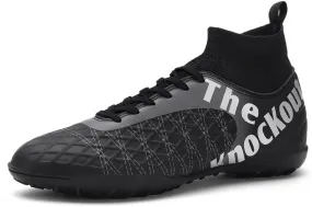 Men's Soccer Cleats with Non-Slip Spikes High-Tops Ankle-Cuff Indoor Outdoor Firm Ground Turf Athletic Baseball Football Shoes