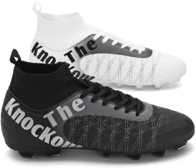 Men's Soccer Cleats with Non-Slip Spikes High-Tops Ankle-Cuff Indoor Outdoor Firm Ground Turf Athletic Baseball Football Shoes