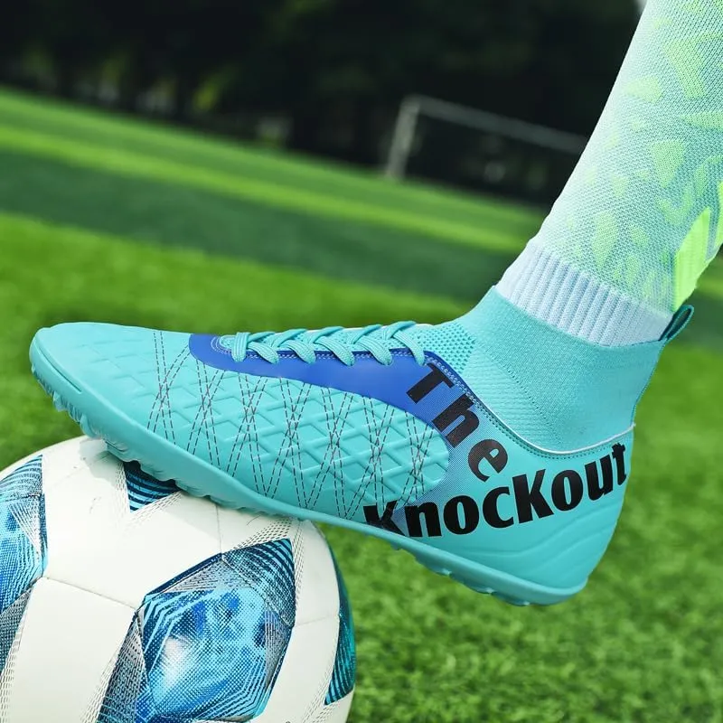 Men's Soccer Cleats with Non-Slip Spikes High-Tops Ankle-Cuff Indoor Outdoor Firm Ground Turf Athletic Baseball Football Shoes