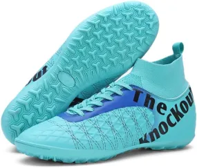 Men's Soccer Cleats with Non-Slip Spikes High-Tops Ankle-Cuff Indoor Outdoor Firm Ground Turf Athletic Baseball Football Shoes