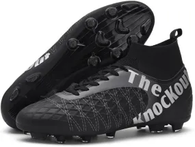 Men's Soccer Cleats with Non-Slip Spikes High-Tops Ankle-Cuff Indoor Outdoor Firm Ground Turf Athletic Baseball Football Shoes