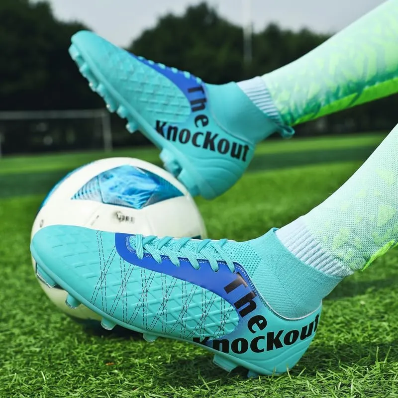 Men's Soccer Cleats with Non-Slip Spikes High-Tops Ankle-Cuff Indoor Outdoor Firm Ground Turf Athletic Baseball Football Shoes