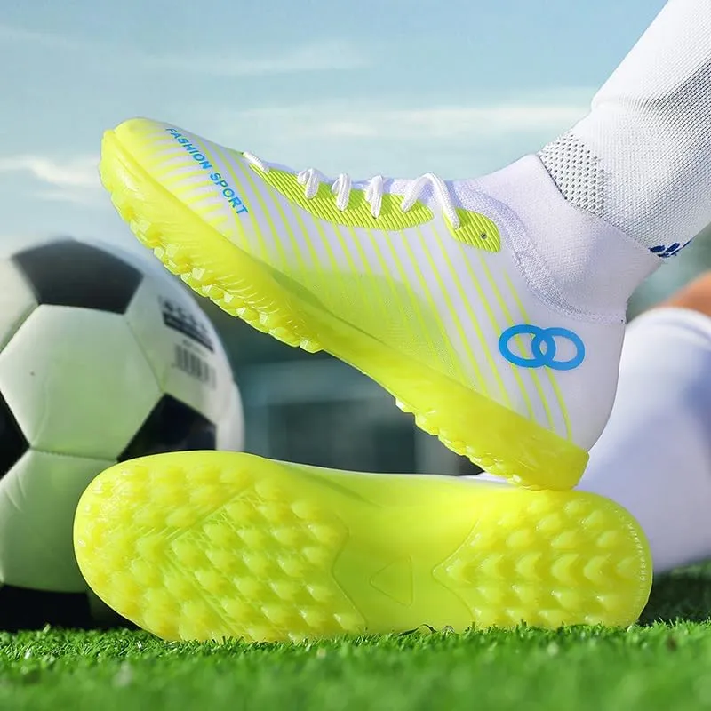 Men's Soccer Shoes Cleats Professional High-Top Athletic Turf Football Shoes Outdoor Indoor Professional Futsal Football Training Sneakers