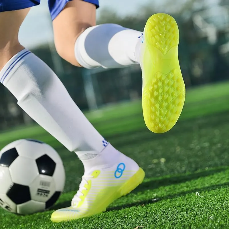 Men's Soccer Shoes Cleats Professional High-Top Athletic Turf Football Shoes Outdoor Indoor Professional Futsal Football Training Sneakers