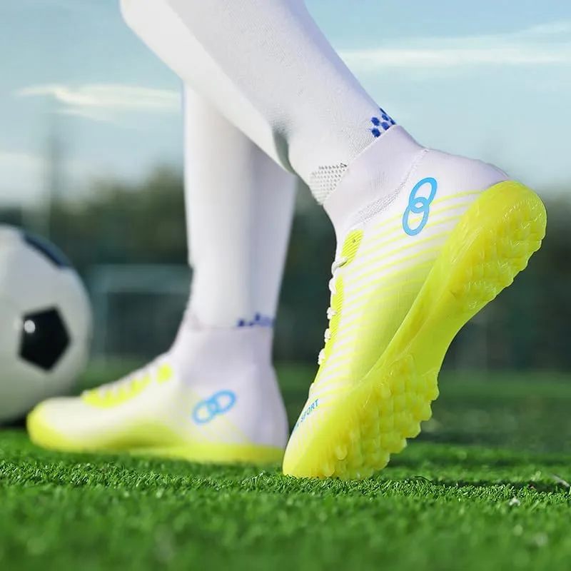 Men's Soccer Shoes Cleats Professional High-Top Athletic Turf Football Shoes Outdoor Indoor Professional Futsal Football Training Sneakers