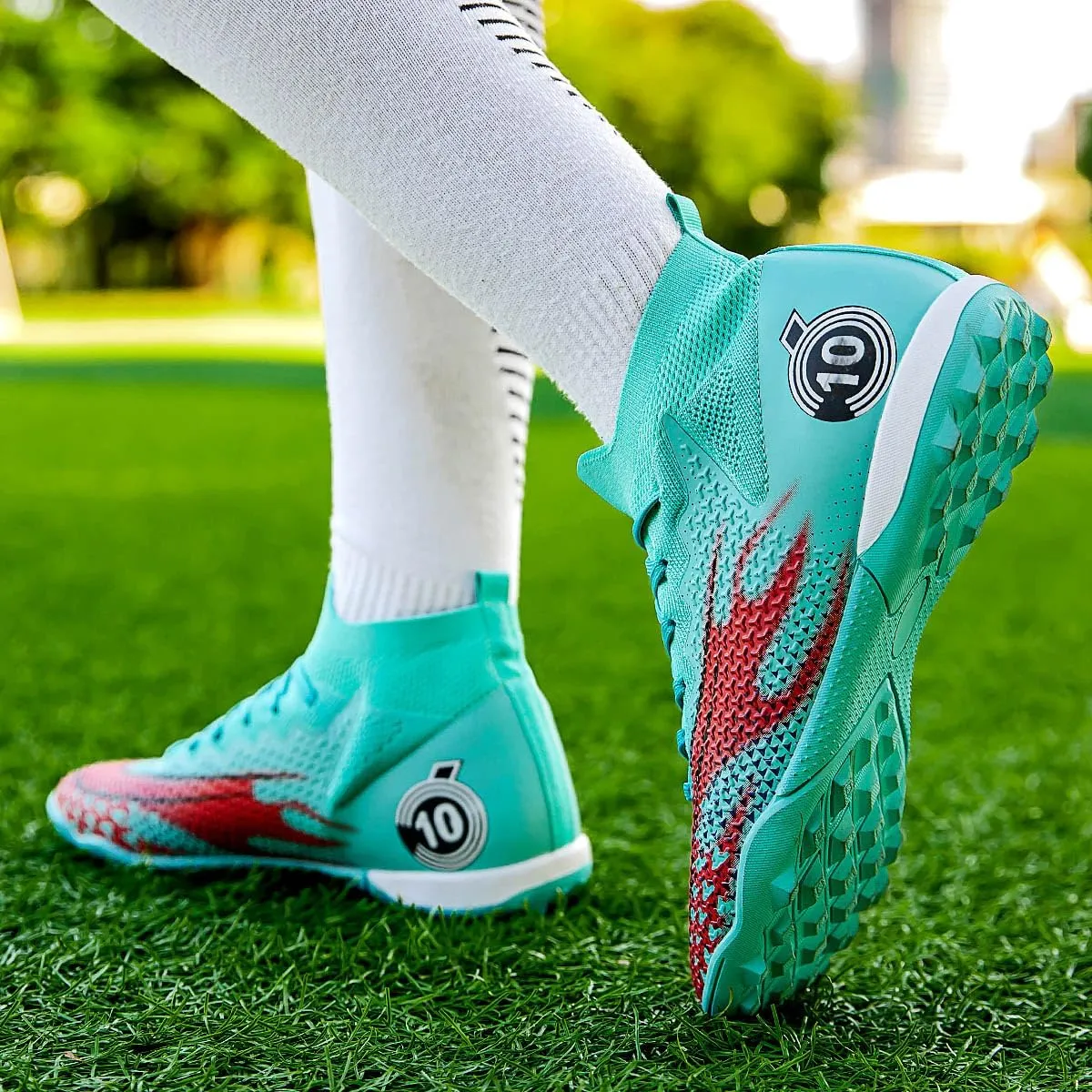 Men's Soccer Shoes High-Top Soccer Cleats Outdoor Breathable Athletic Professional Spikes Youth Boys Football Shoes