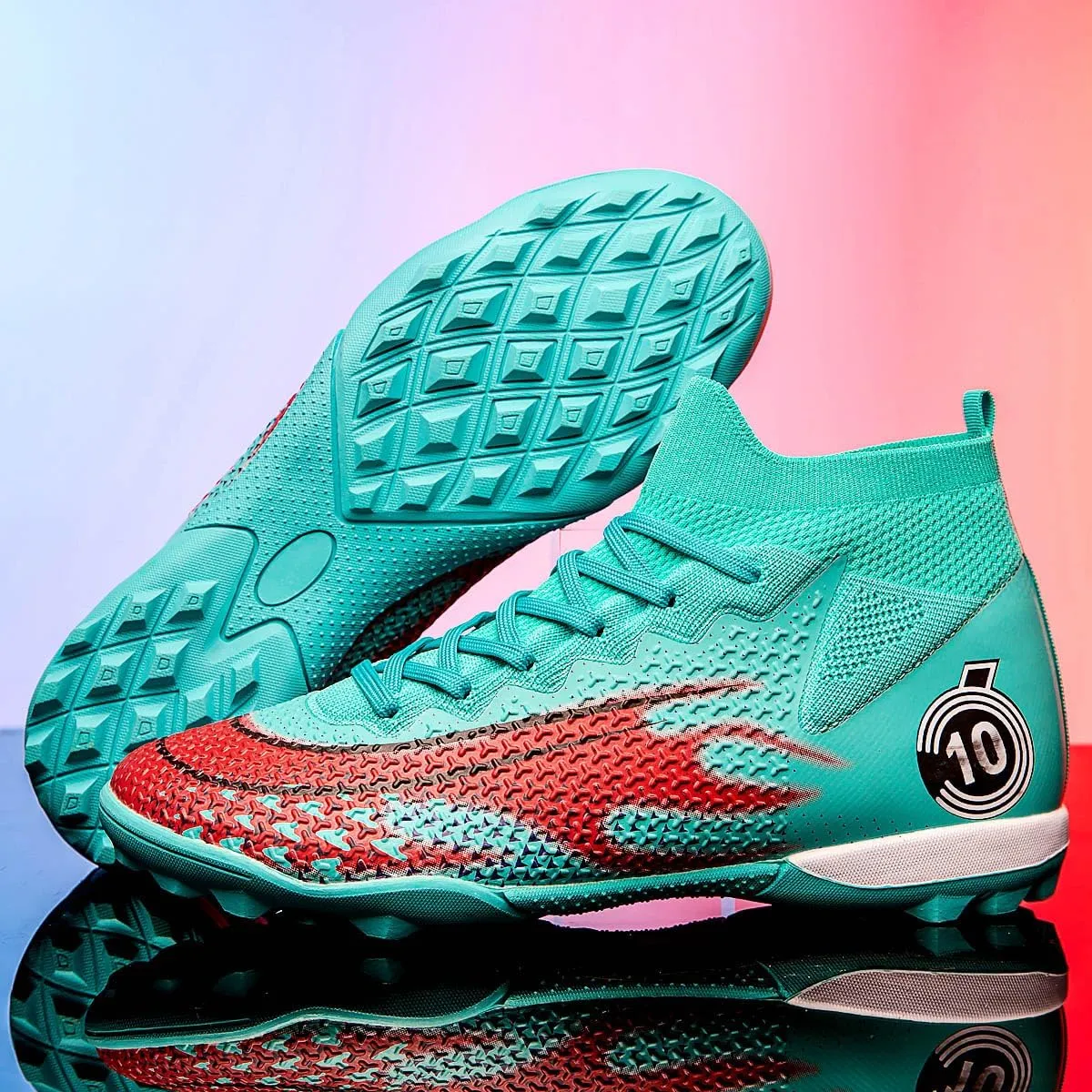 Men's Soccer Shoes High-Top Soccer Cleats Outdoor Breathable Athletic Professional Spikes Youth Boys Football Shoes