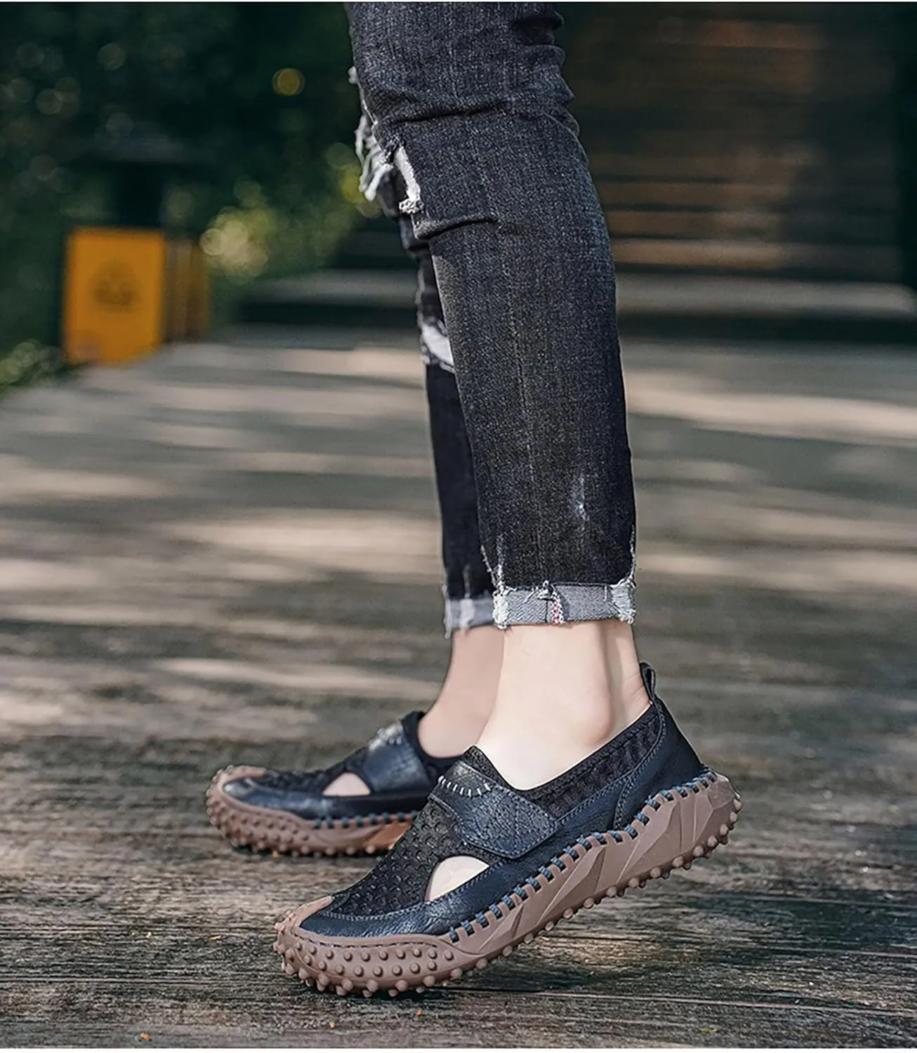 Men's Sports Closed Toe Sandals Leather Sandals Beach Water Shoes Outdoor Hiking Summer