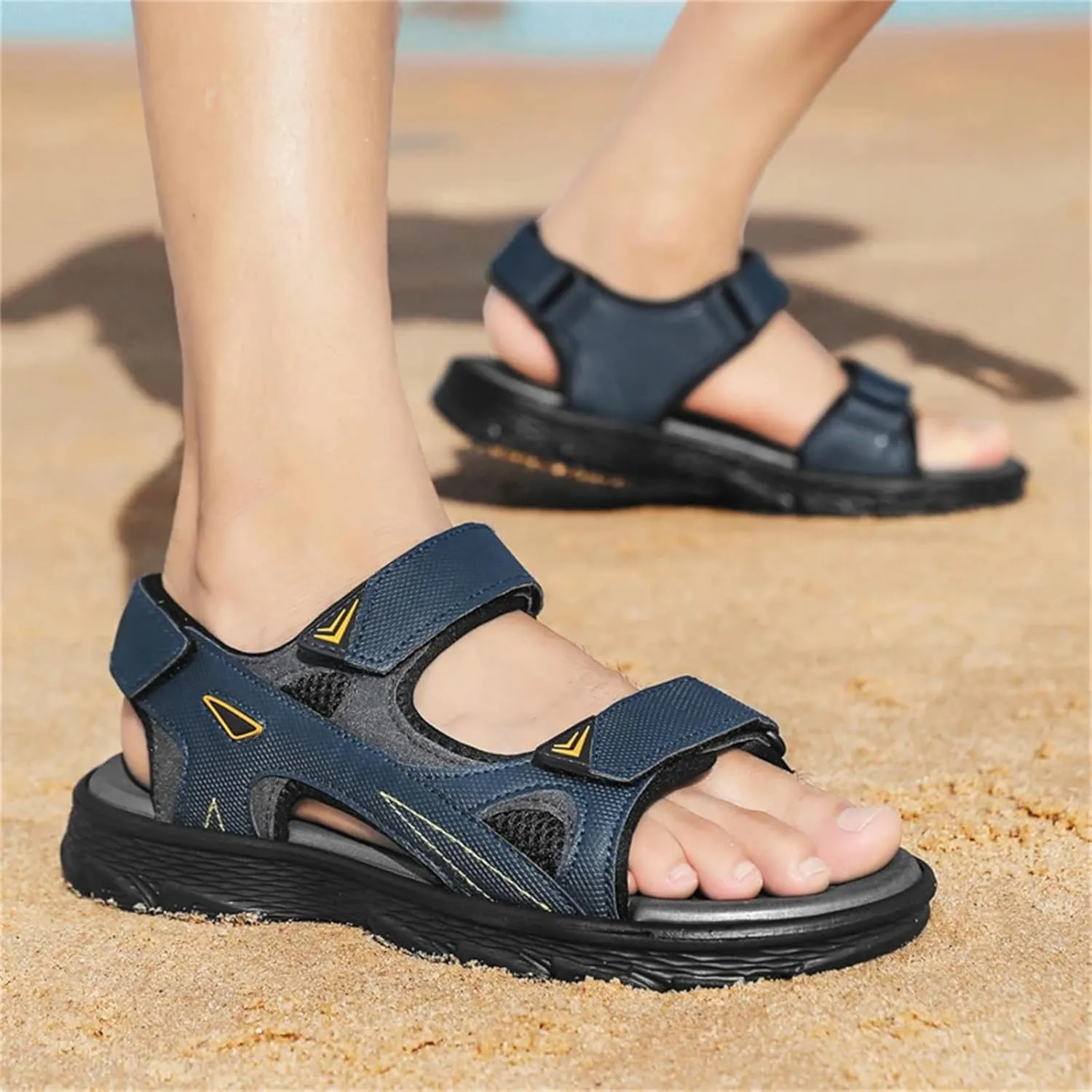 Mens Sports Sandals Outdoor Hiking Waterproof Beach Sports Mens Sandals Summer Open Toe Adjustable Laces