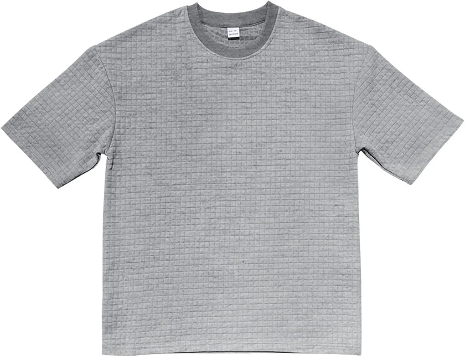 Mens Summer Casual Shirts Short Sleeve Waffle T-shirts Solid Color Crewneck Loose Tees Beach Tops