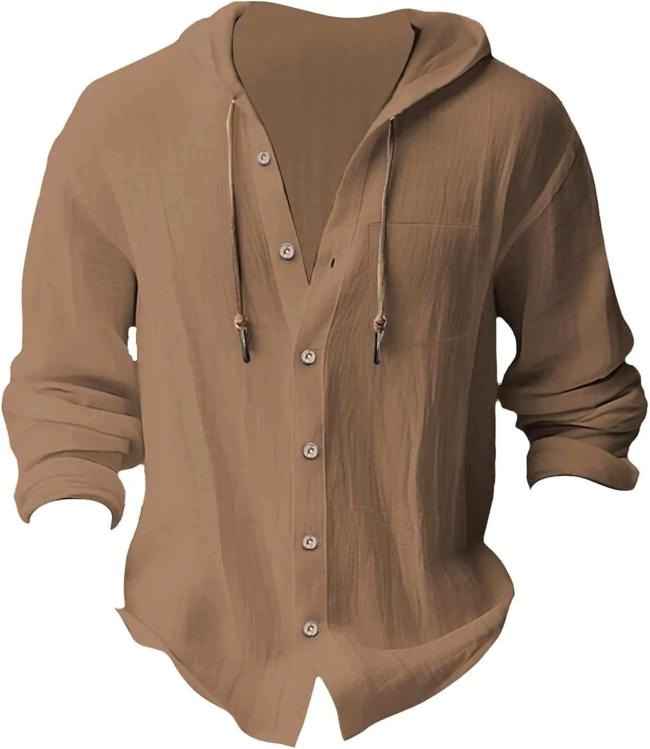 Men's Summer Linen Hoodies Lightweight Drying Tropical Beach Holiday Hippie Shirts Stylish Long Sleeve Cotton T-Shirts