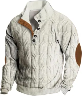 Mens Sweater Mock Neck Button Up Size Sweater 1/4 Button Stand Collar Mens Neck Long Sleeve Work Sweaters For Mens