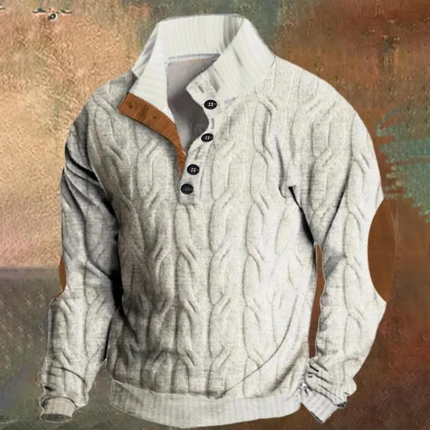 Mens Sweater Mock Neck Button Up Size Sweater 1/4 Button Stand Collar Mens Neck Long Sleeve Work Sweaters For Mens