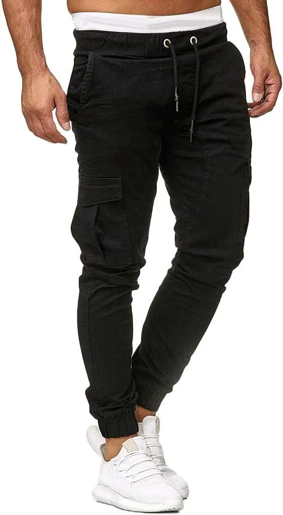 Mens Sweatpants Cargo Open Bottom Straight Leg Casual Loose Fit Baggy Athletic Jogger Pants with Pockets Men's Joggers
