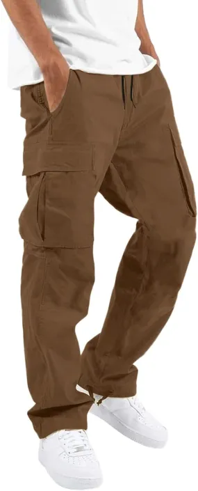 Mens Sweatpants Cargo Open Bottom Straight Leg Casual Loose Fit Baggy Athletic Jogger Pants with Pockets Men's Joggers