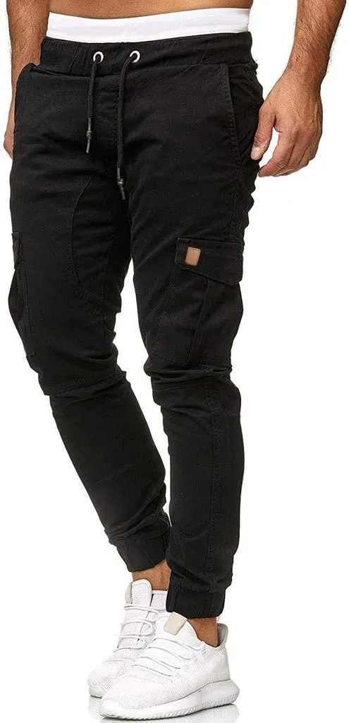 Mens Sweatpants Cargo Open Bottom Straight Leg Casual Loose Fit Baggy Athletic Jogger Pants with Pockets Men's Joggers