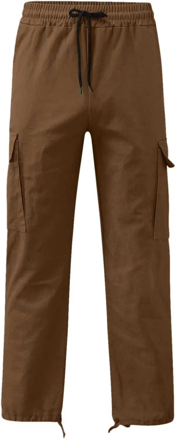 Mens Sweatpants Cargo Open Bottom Straight Leg Casual Loose Fit Baggy Athletic Jogger Pants with Pockets Men's Joggers