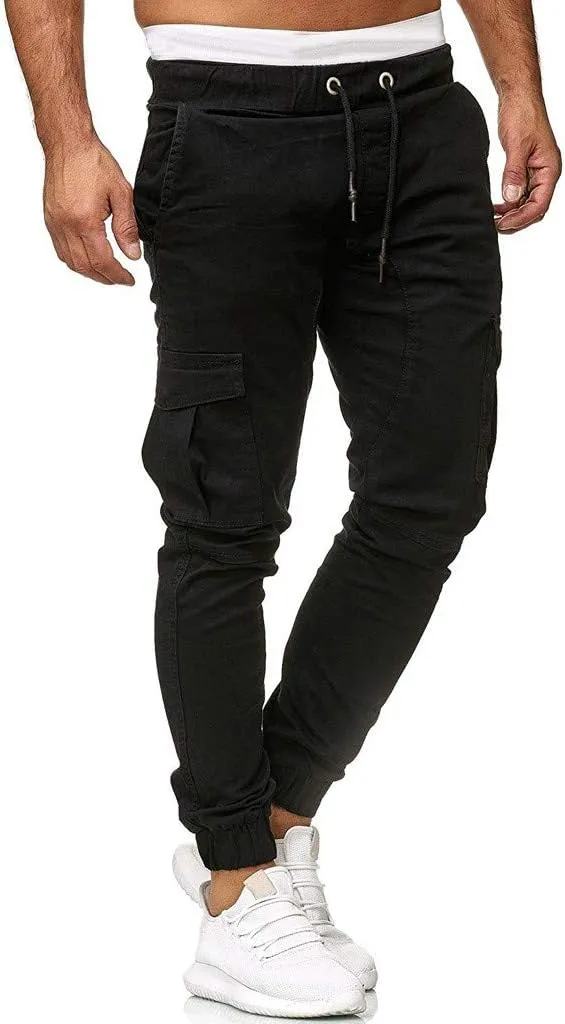 Mens Sweatpants Cargo Open Bottom Straight Leg Casual Loose Fit Baggy Athletic Jogger Pants with Pockets Men's Joggers