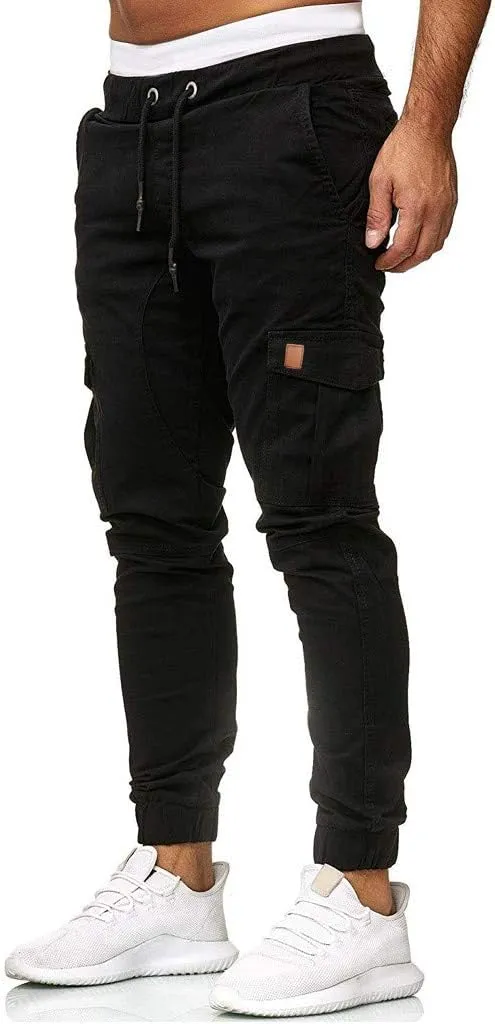 Mens Sweatpants Cargo Open Bottom Straight Leg Casual Loose Fit Baggy Athletic Jogger Pants with Pockets Men's Joggers