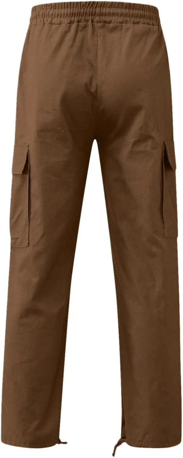 Mens Sweatpants Cargo Open Bottom Straight Leg Casual Loose Fit Baggy Athletic Jogger Pants with Pockets Men's Joggers