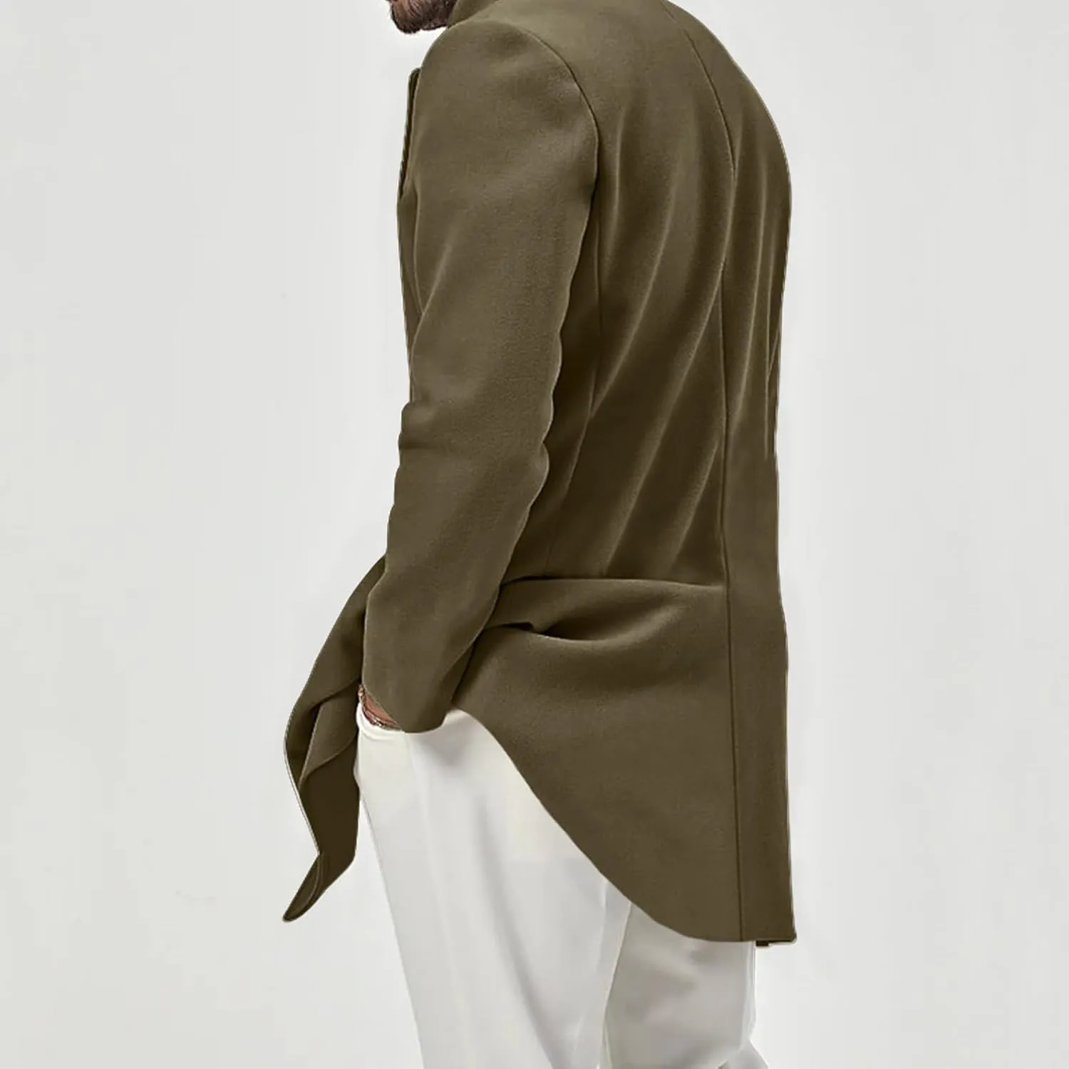 Mens Trench Coat Wool Blend Double Breasted Walking Pea Coat Big and Tall Jackets Business Casual Blazer Jacket Winter