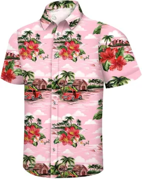 Mens Unique Pattern Hawaiian Shirt Mens Button Down Short Sleeve Shirt Beach Short Sleeve Floral Vacation Outfits