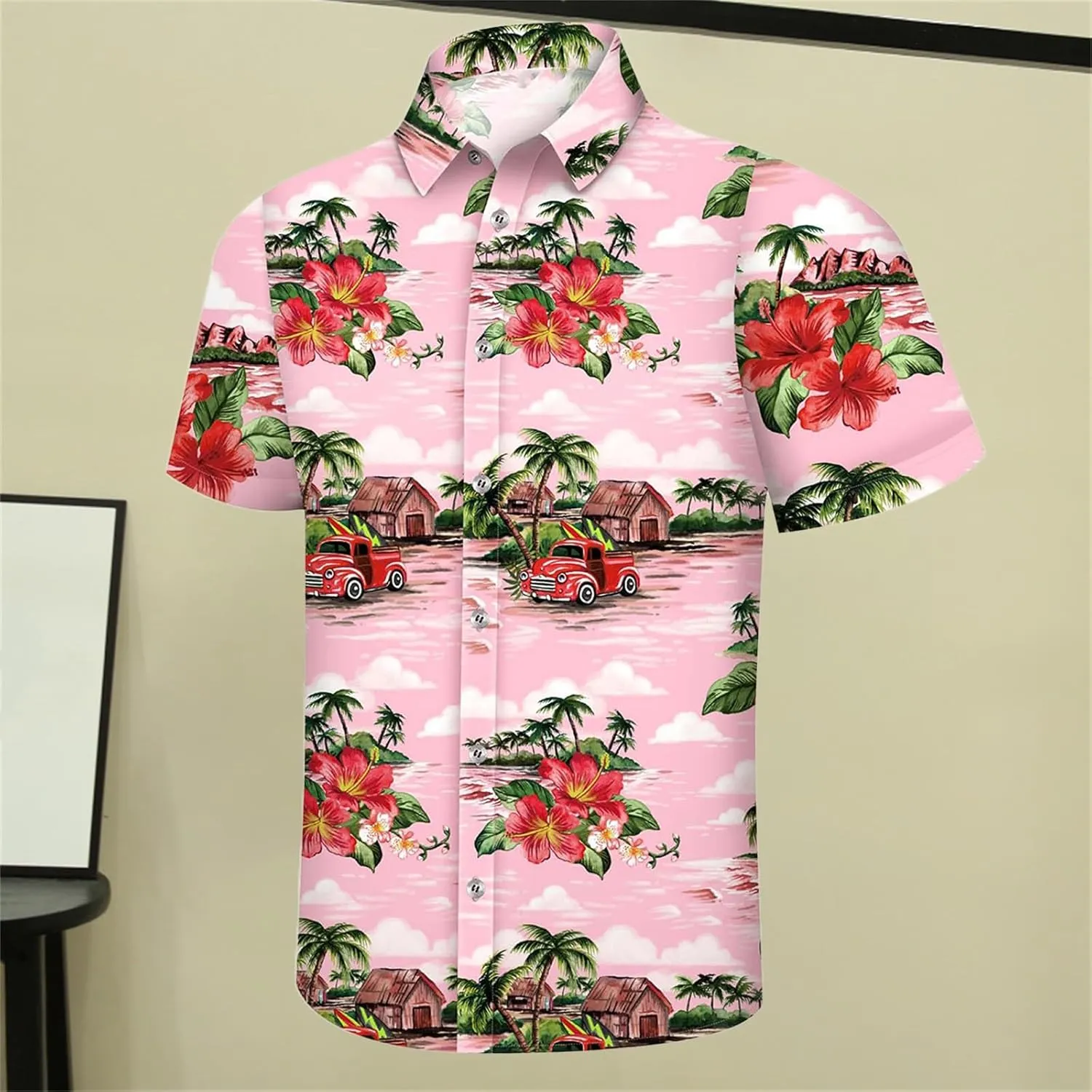 Mens Unique Pattern Hawaiian Shirt Mens Button Down Short Sleeve Shirt Beach Short Sleeve Floral Vacation Outfits