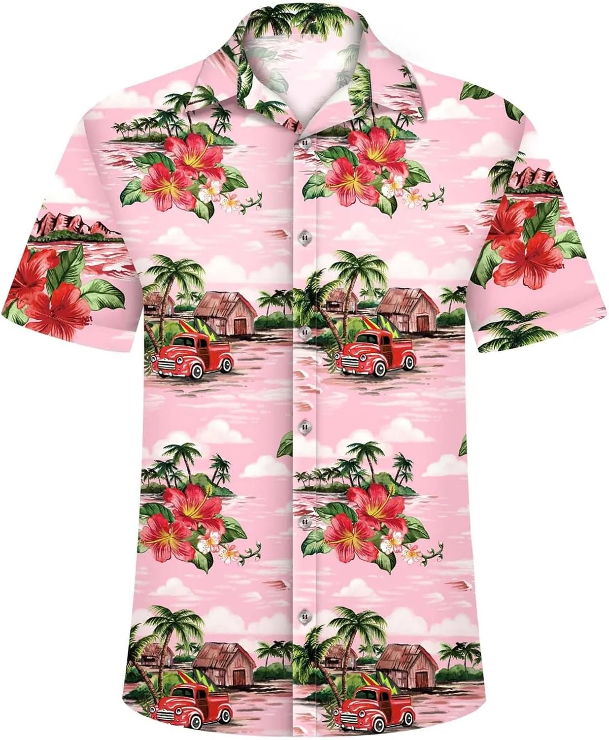 Mens Unique Pattern Hawaiian Shirt Mens Button Down Short Sleeve Shirt Beach Short Sleeve Floral Vacation Outfits