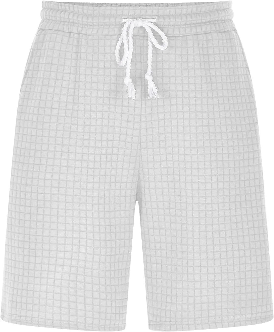 Men's Waffle Athletic Shorts Summer Casual Drawstring Sports Shorts Lounge Running Sweat Shorts with Pockets
