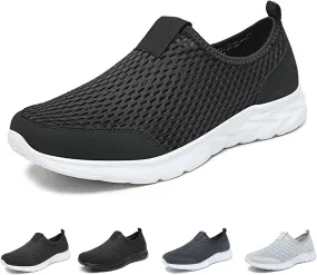 Mens Walking Running Shoes Arch Support Mesh Non Slip Shoes Lightweight Soft No Lace Shoe Casual Breathable Comfortable Classic Basic Sneakers Seasonal Hollowed Out Tennis Outdoor Beach Sports Flats