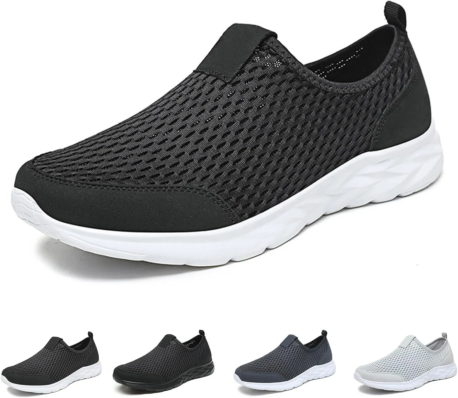 Mens Walking Running Shoes Arch Support Mesh Non Slip Shoes Lightweight Soft No Lace Shoe Casual Breathable Comfortable Classic Basic Sneakers Seasonal Hollowed Out Tennis Outdoor Beach Sports Flats