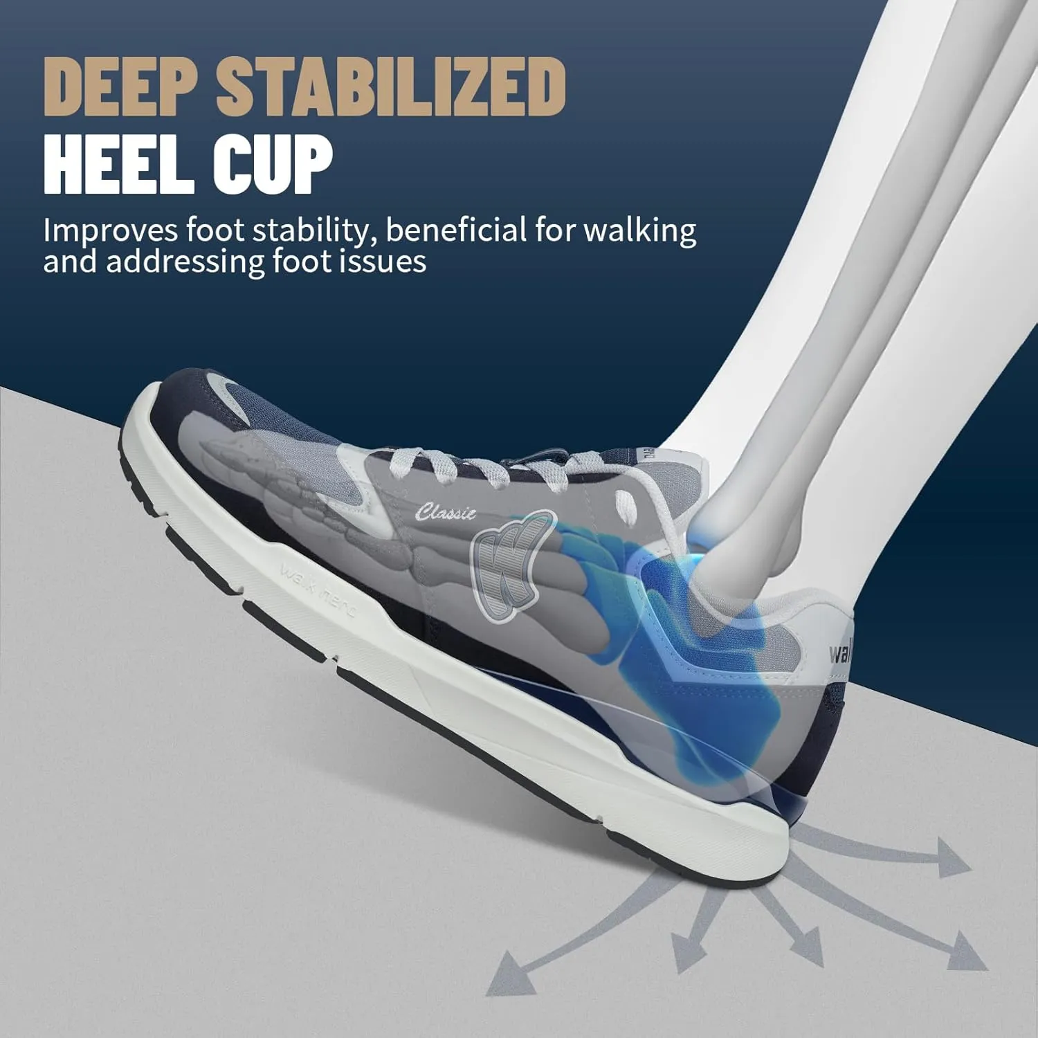 Mens Walking Shoes for Plantar Fasciitis Relief, Orthopedic Mens Sneakers with Arch Support, Breathable Mesh Non Slip Mens Shoes