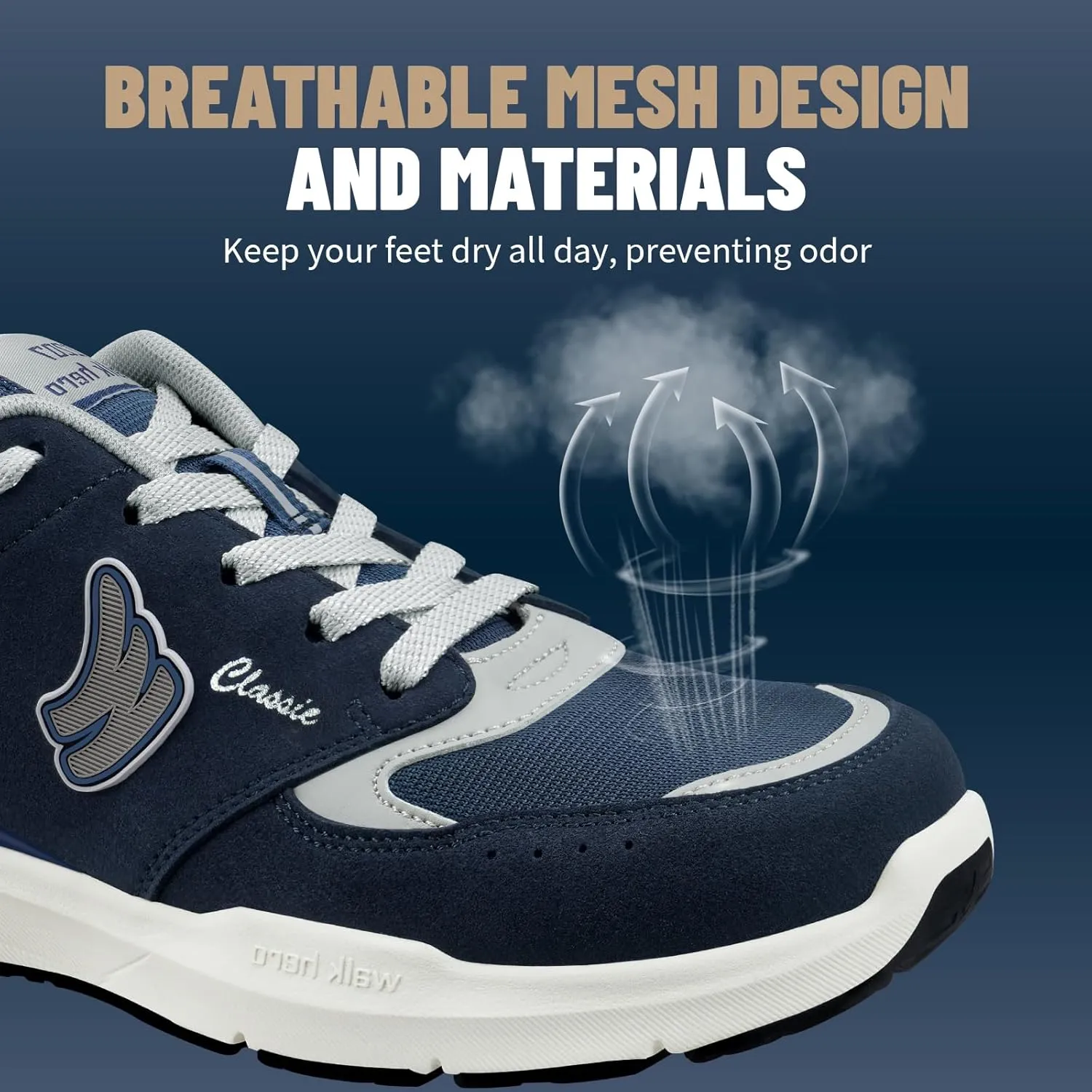 Mens Walking Shoes for Plantar Fasciitis Relief, Orthopedic Mens Sneakers with Arch Support, Breathable Mesh Non Slip Mens Shoes