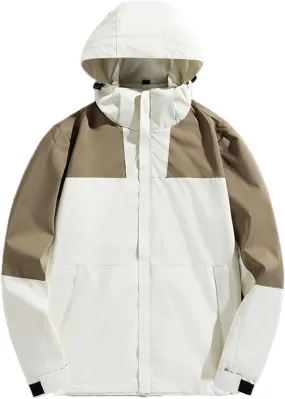 Mens Waterproof Lightweight Hooded Softshell Windbreaker Jackets for Outdoor Sports and Casual Wear in Fall & Winter