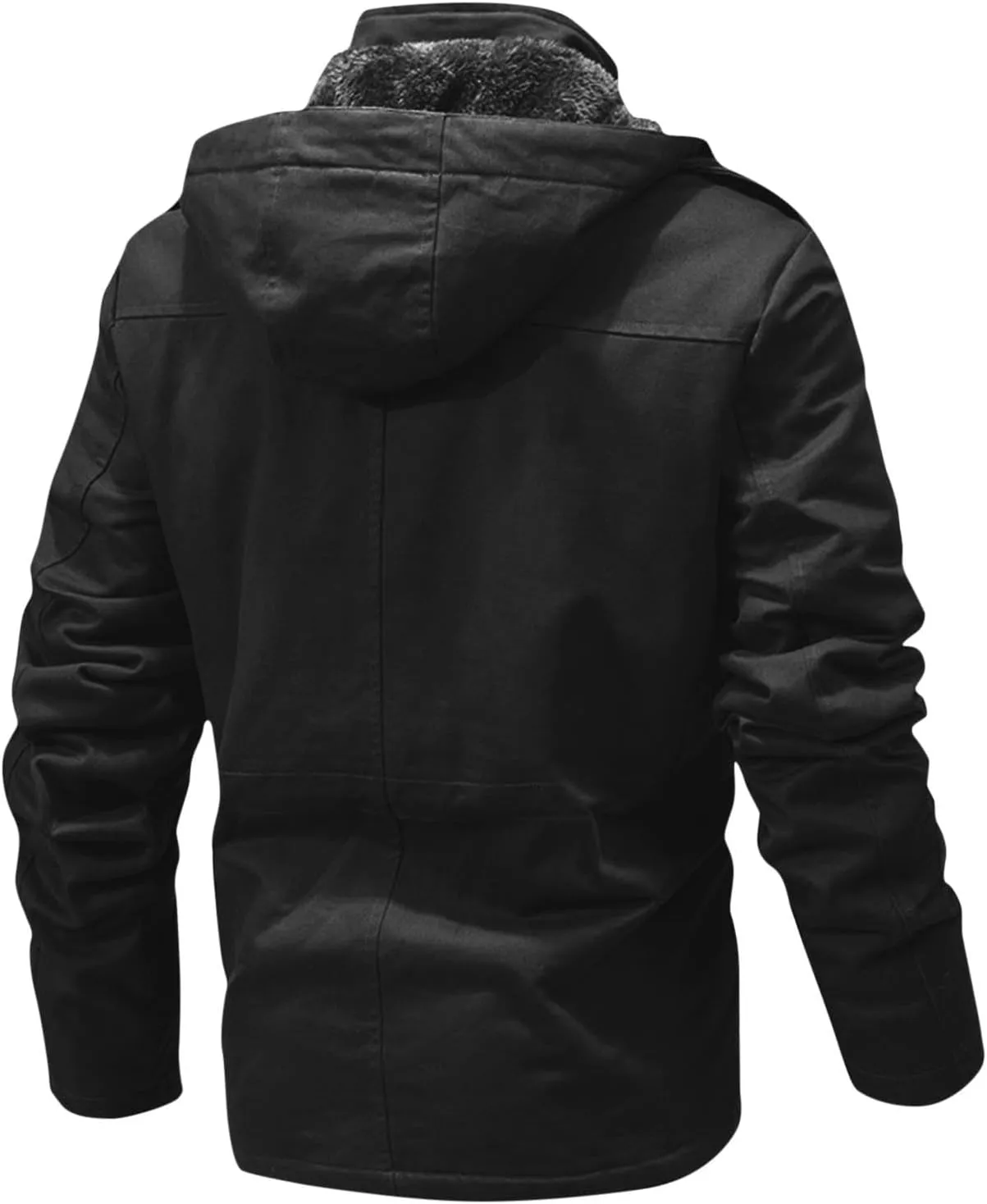 Men's Winter Coats Fleece Lined Cargo Jacket Military Utility Jacket Warm Parka Coat Thermal Cotton Jacket with Pockets