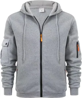 Men's Zip-Up Hoodie Midweight Sweatshirts Full Zip Drawstring Hoods with Pockets for Casual Workout Outdoor Sports