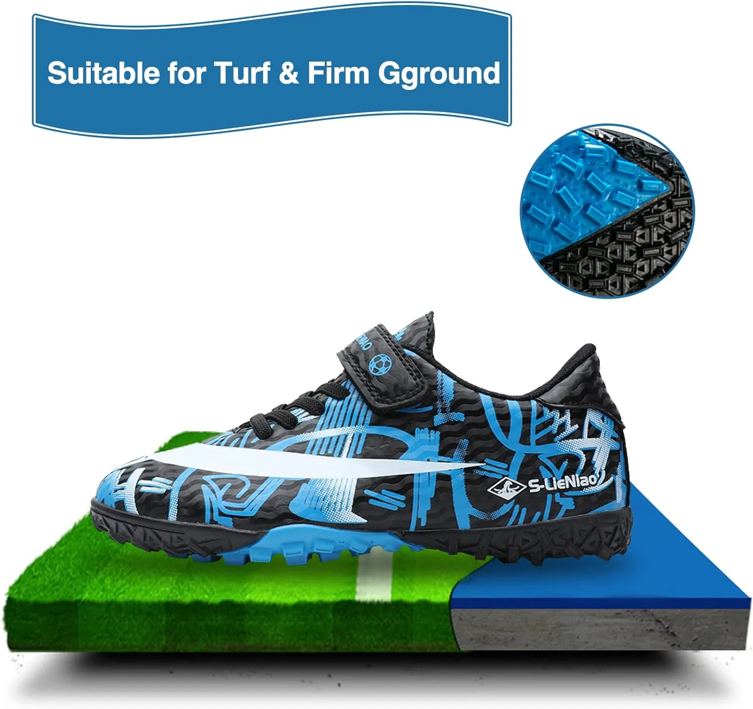 Mnplciea Kids Soccer Cleats Boys Girls Athletic Football Shoes Teenager Outdoor Indoor Anti-SlipTurf Soccer Shoes