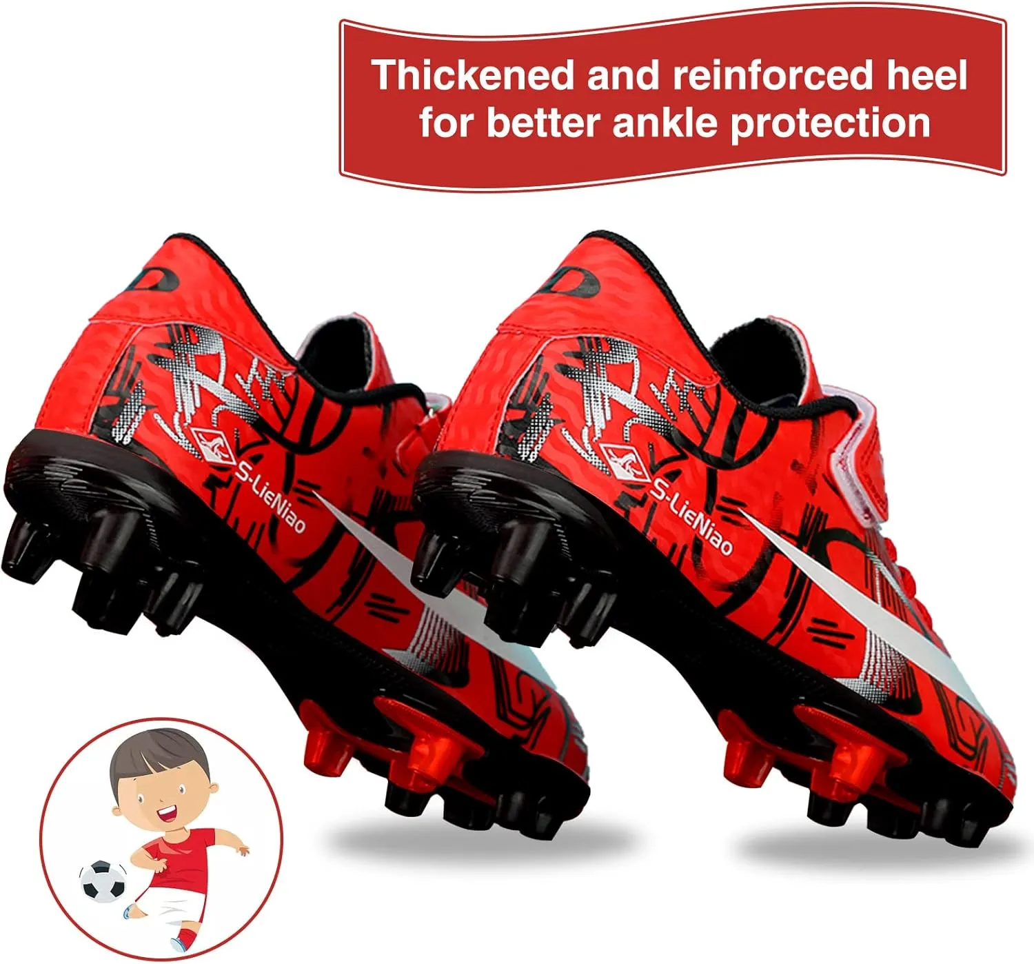 Mnplciea Kids Soccer Cleats Boys Girls Athletic Football Shoes Teenager Outdoor Indoor Anti-SlipTurf Soccer Shoes