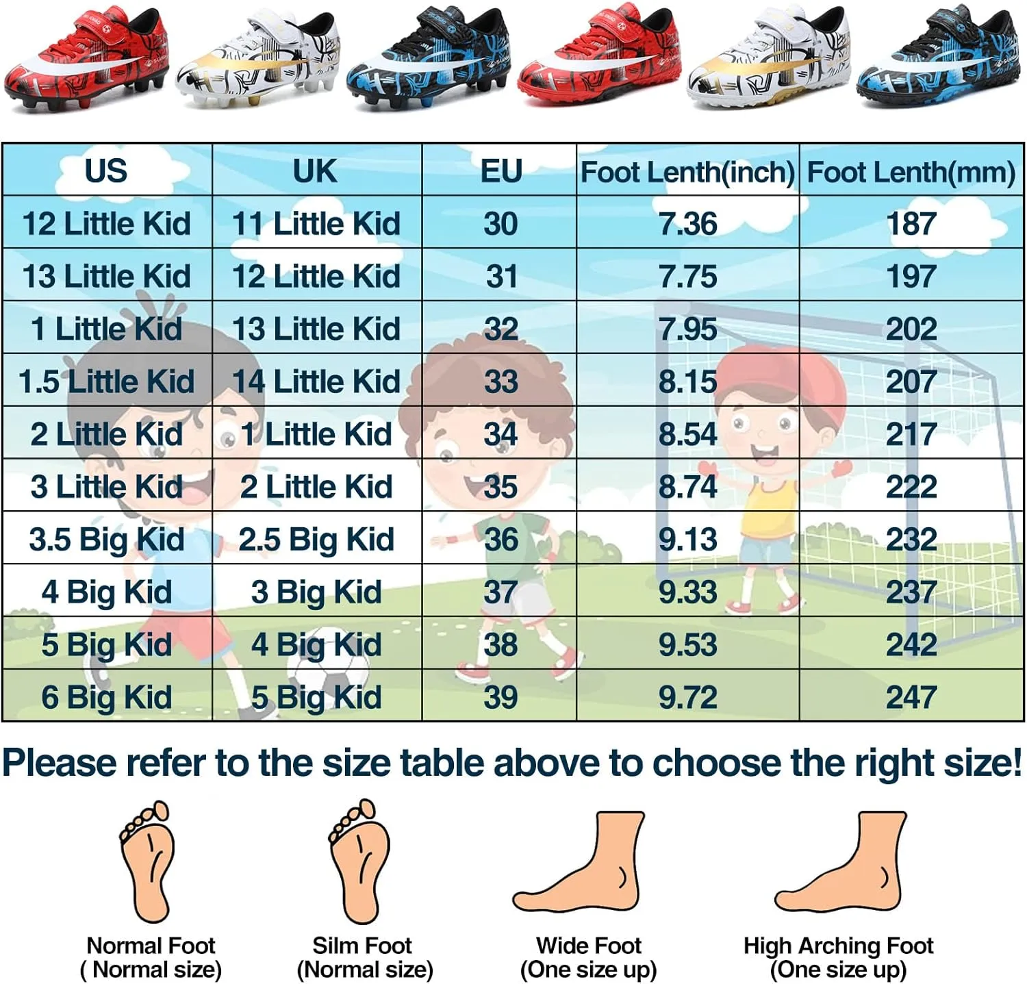 Mnplciea Kids Soccer Cleats Boys Girls Athletic Football Shoes Teenager Outdoor Indoor Anti-SlipTurf Soccer Shoes