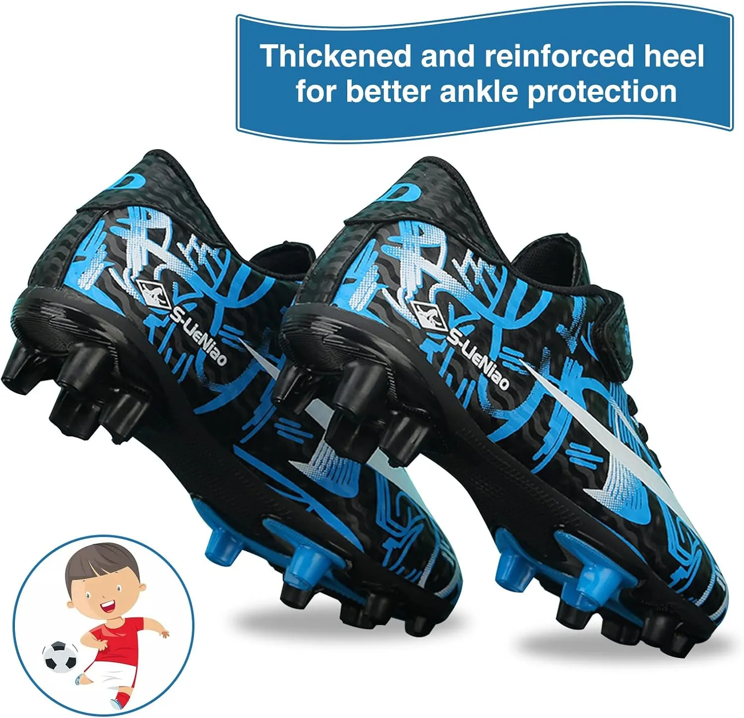 Mnplciea Kids Soccer Cleats Boys Girls Athletic Football Shoes Teenager Outdoor Indoor Anti-SlipTurf Soccer Shoes