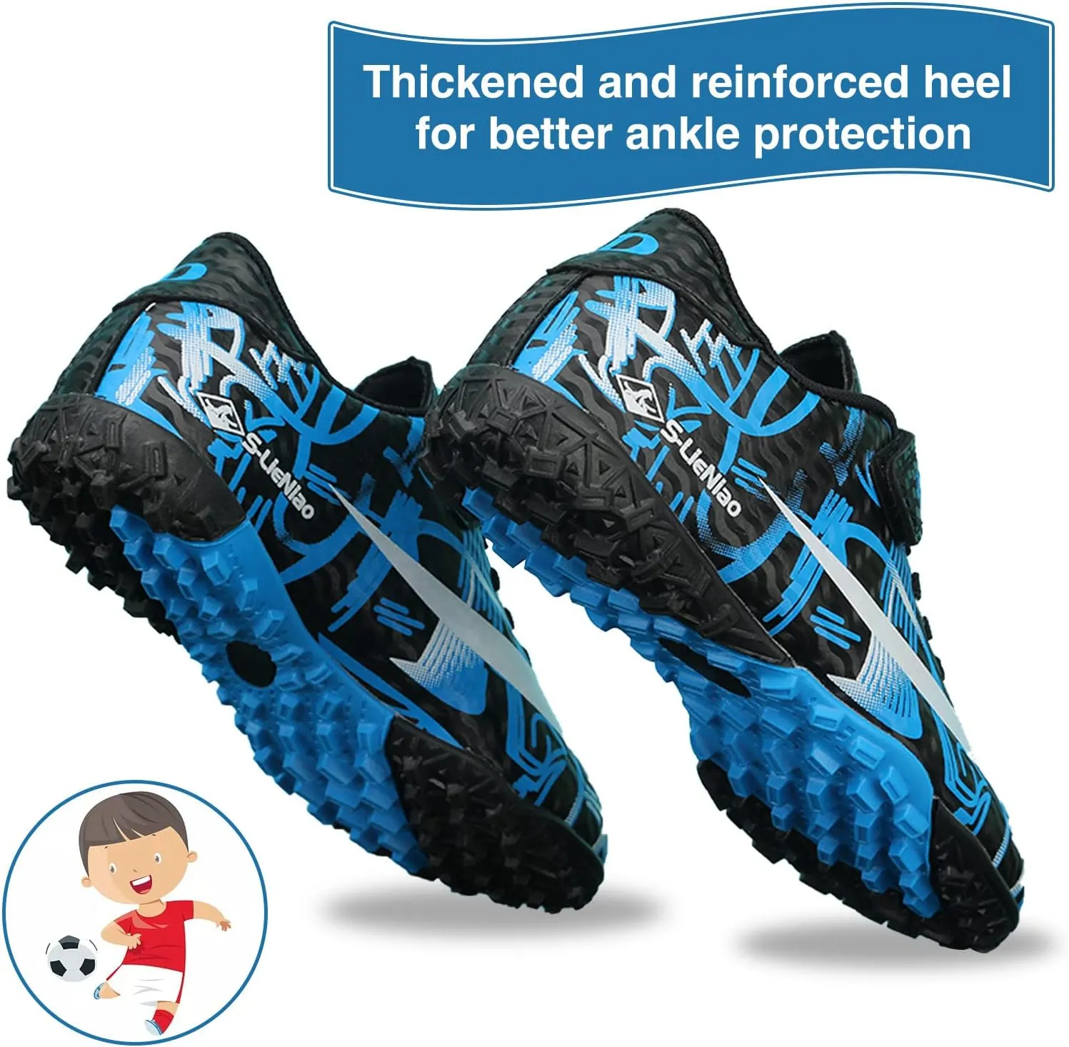 Mnplciea Kids Soccer Cleats Boys Girls Athletic Football Shoes Teenager Outdoor Indoor Anti-SlipTurf Soccer Shoes