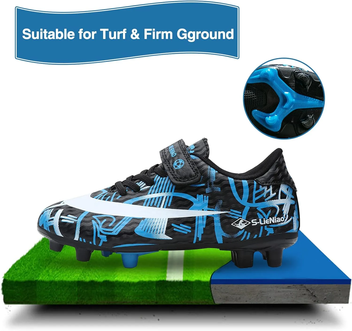 Mnplciea Kids Soccer Cleats Boys Girls Athletic Football Shoes Teenager Outdoor Indoor Anti-SlipTurf Soccer Shoes