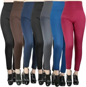 Moon Wood 7 Pack Womens Fleece Lined Leggings High Waist Soft Stretchy Winter Warm Leggings
