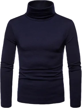 Muscularfit Long Sleeve Shirts for Men 2023 Casual Turtleneck Solid Warm Pullover Sweater Slim Fit Mock Work Trendy Clothes