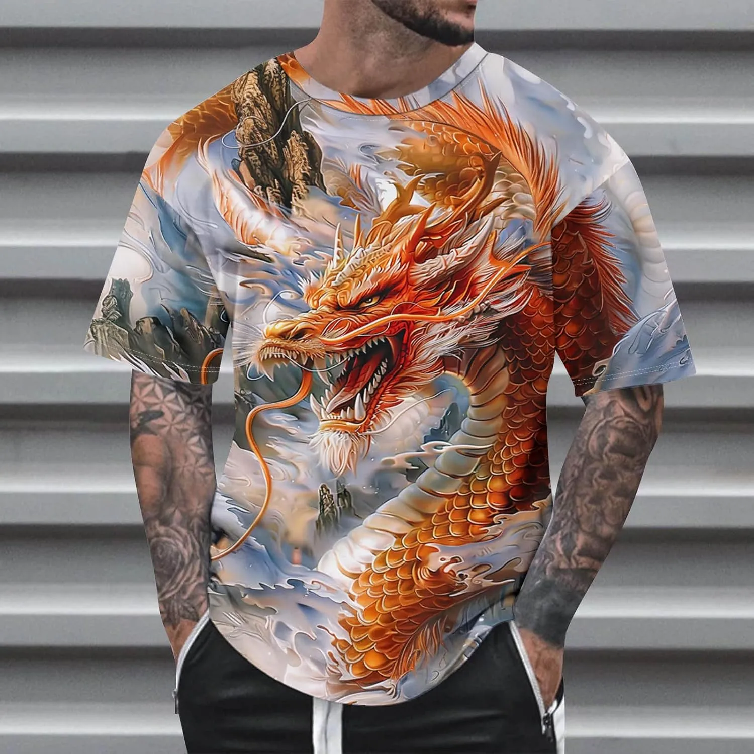 Muscularfit Tshirts Shirts for Men Graphic Vintage Print Graphic Pullover Top Summer Causal Short Sleeve Crewneck Beach Shirt